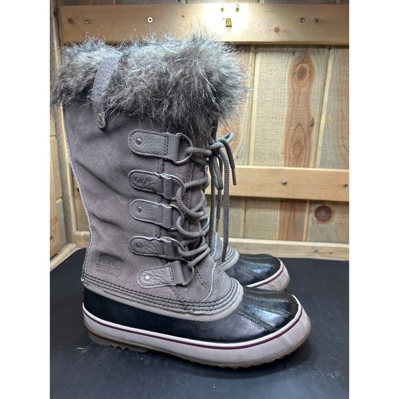 Sorel Womens Joan of Arctic Waterproof Winter Boots Size 9 Gray & Black - Picture 1 of 9